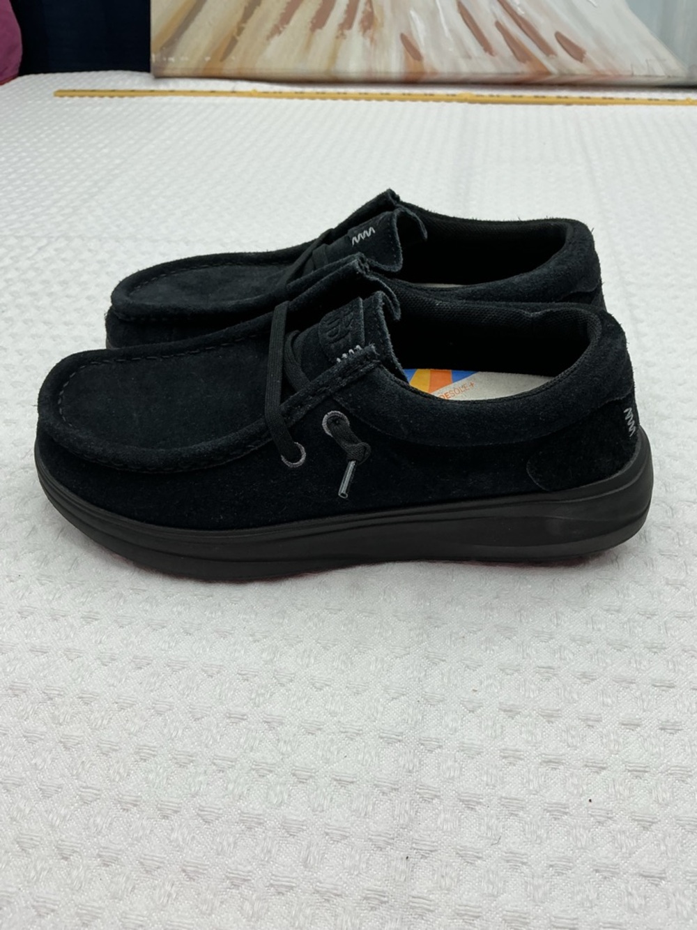 Hey Dude Women's Black Suede Slip-On Loafers